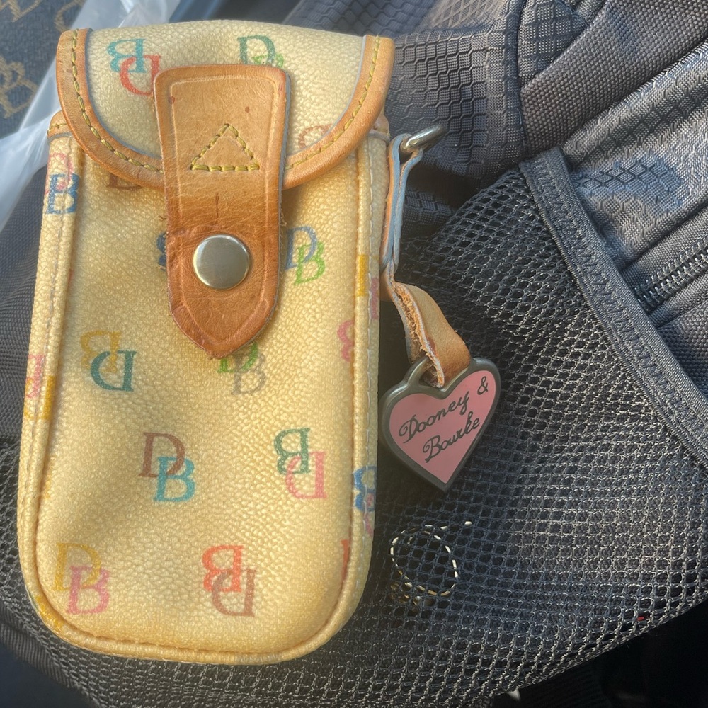 Dooney & Bourke Tan Multicolor Logo Pouch